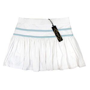 L'etoile Sport A-Line Pleated Skort Skirt Tennis White & Blue Size XL
